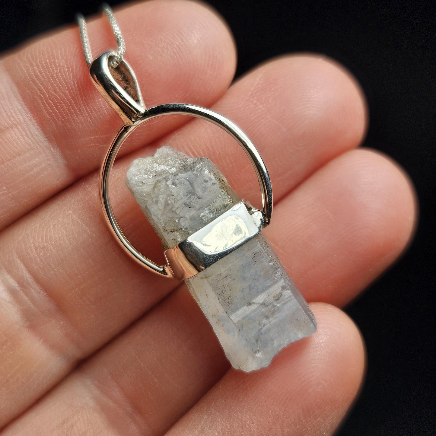 Papagoite Quartz Pendant: RARE South African Papagoite Crystal, Sterling Silver Jewelry