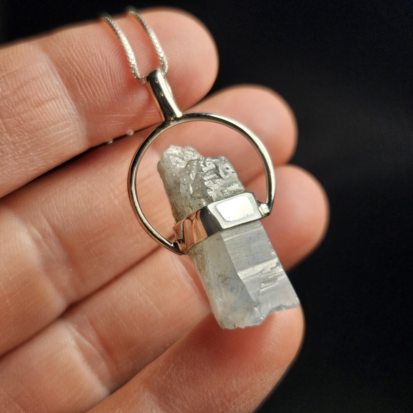 Papagoite Quartz Pendant: RARE South African Papagoite Crystal, Sterling Silver Jewelry