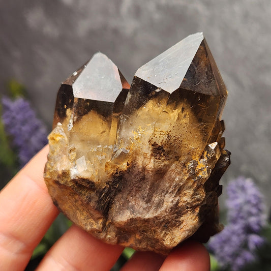 Kundalini Smoky Citrine Cluster (85g): Natural Congo Quartz Crystal, Kundalini Specimen