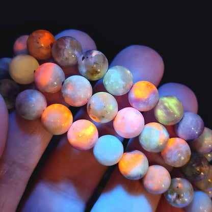Hackmanite Crystal Bracelet: UV Reactive Polished Hackmanite Beads
