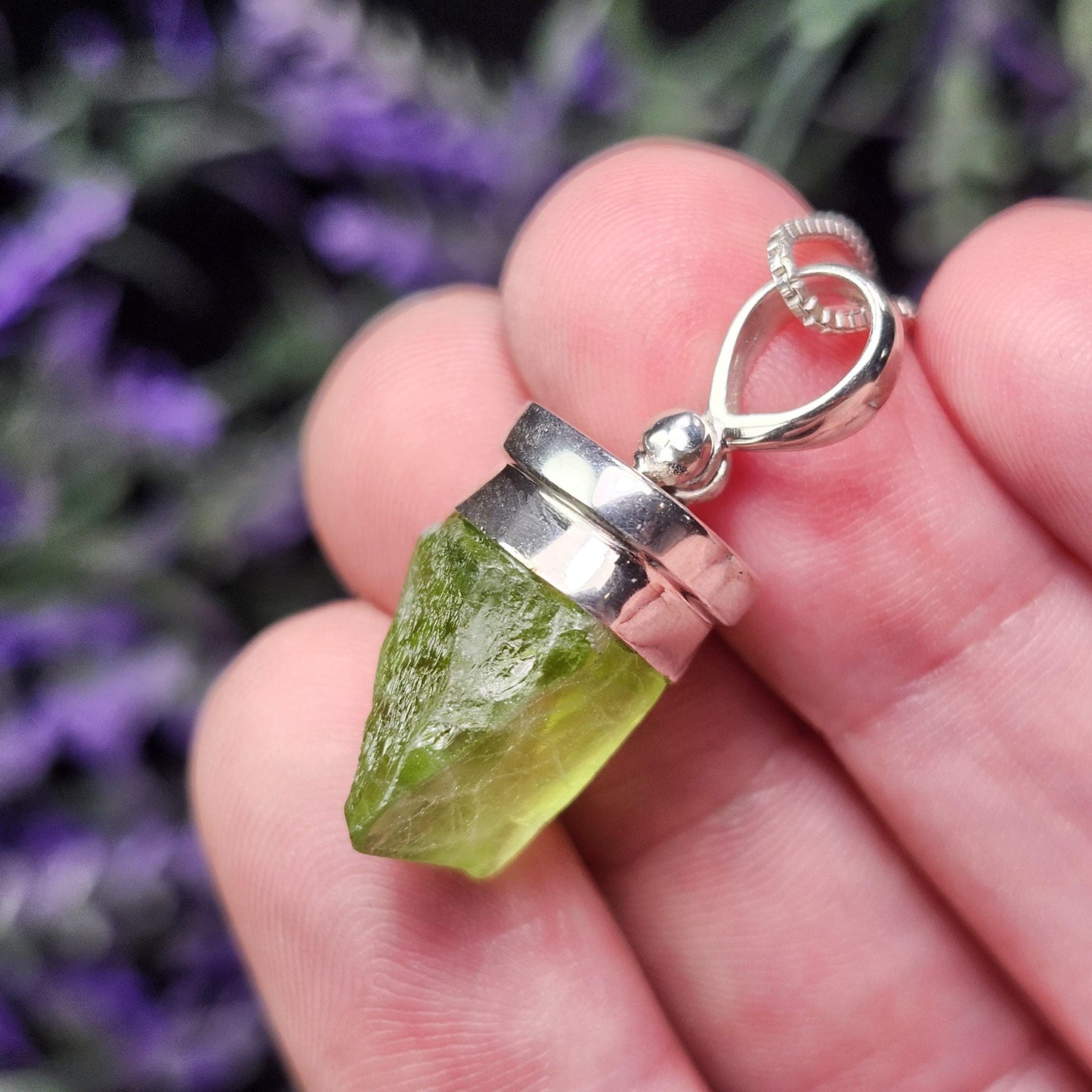 Terminated Peridot Sterling Silver Pendant: Crystal Gemstone Jewelry