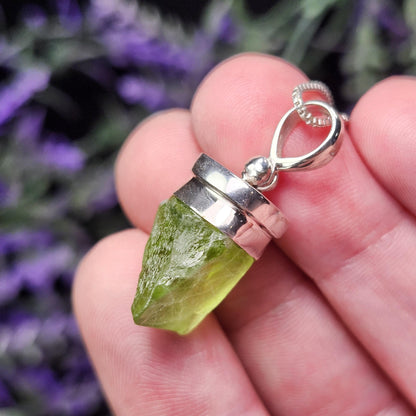 Terminated Peridot Sterling Silver Pendant: Crystal Gemstone Jewelry