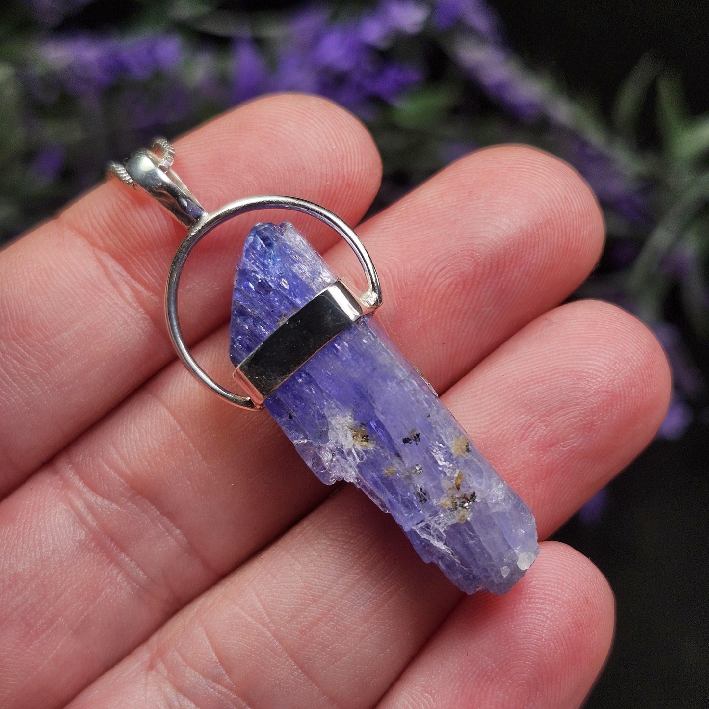 Raw Tanzanite Sterling Silver Pendant: Indigo Crystal Gemstone