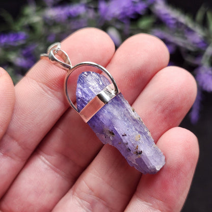 Raw Tanzanite Sterling Silver Pendant: Indigo Crystal Gemstone