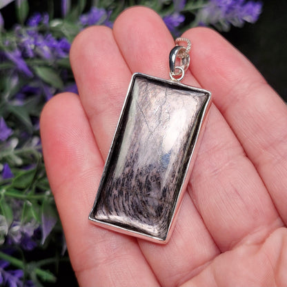 Hypersthene Sterling Silver Pendant: Chatoyant Crystal Jewelry