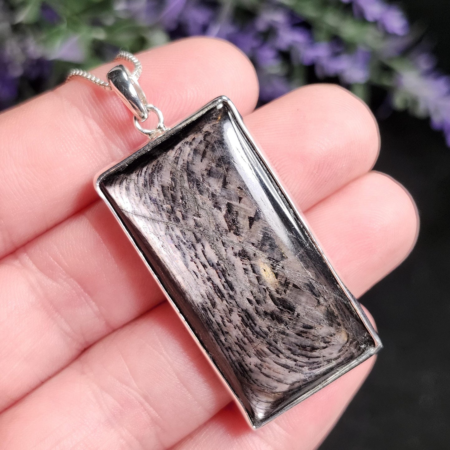 Hypersthene Sterling Silver Pendant: Chatoyant Crystal Jewelry