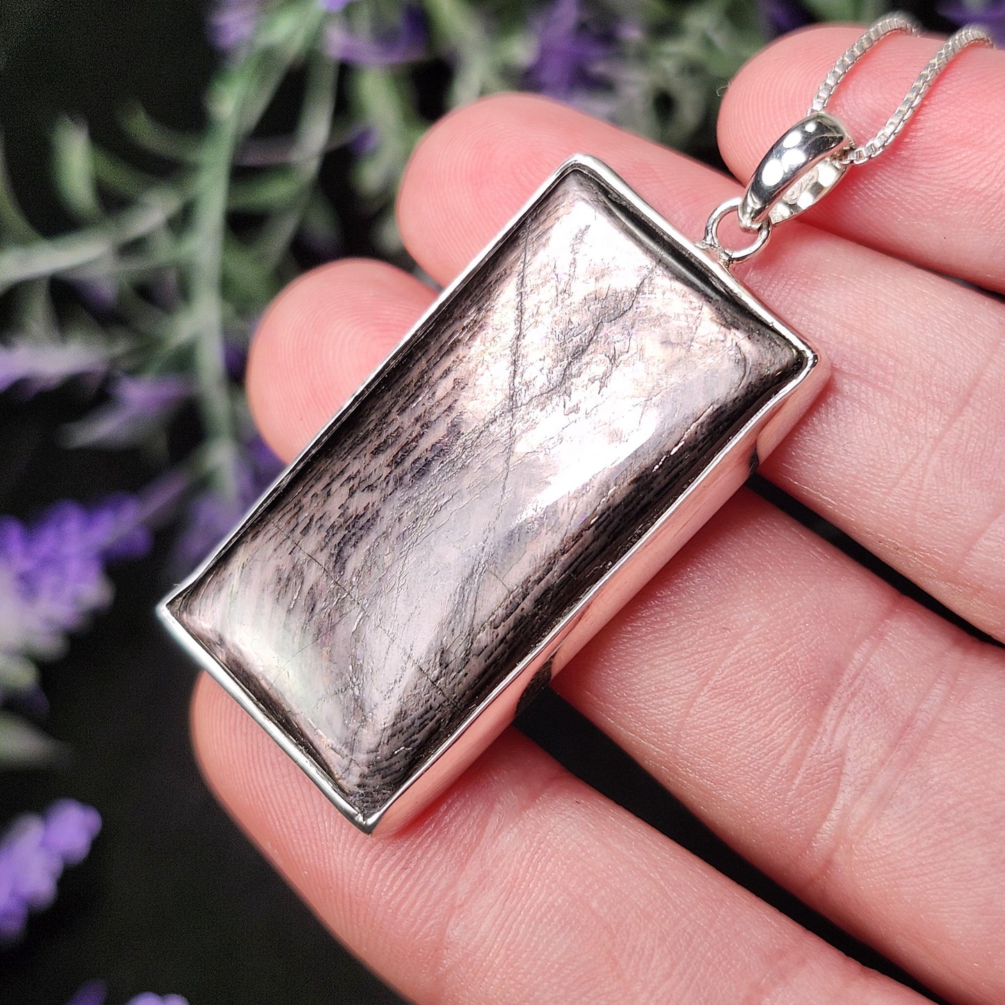Hypersthene Sterling Silver Pendant: Chatoyant Crystal Jewelry
