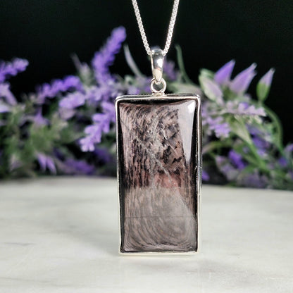 Hypersthene Sterling Silver Pendant: Chatoyant Crystal Jewelry