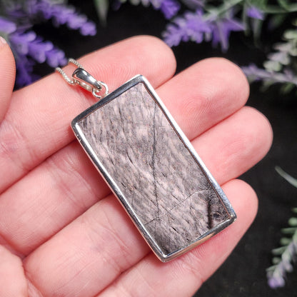 Hypersthene Sterling Silver Pendant: Chatoyant Crystal Jewelry
