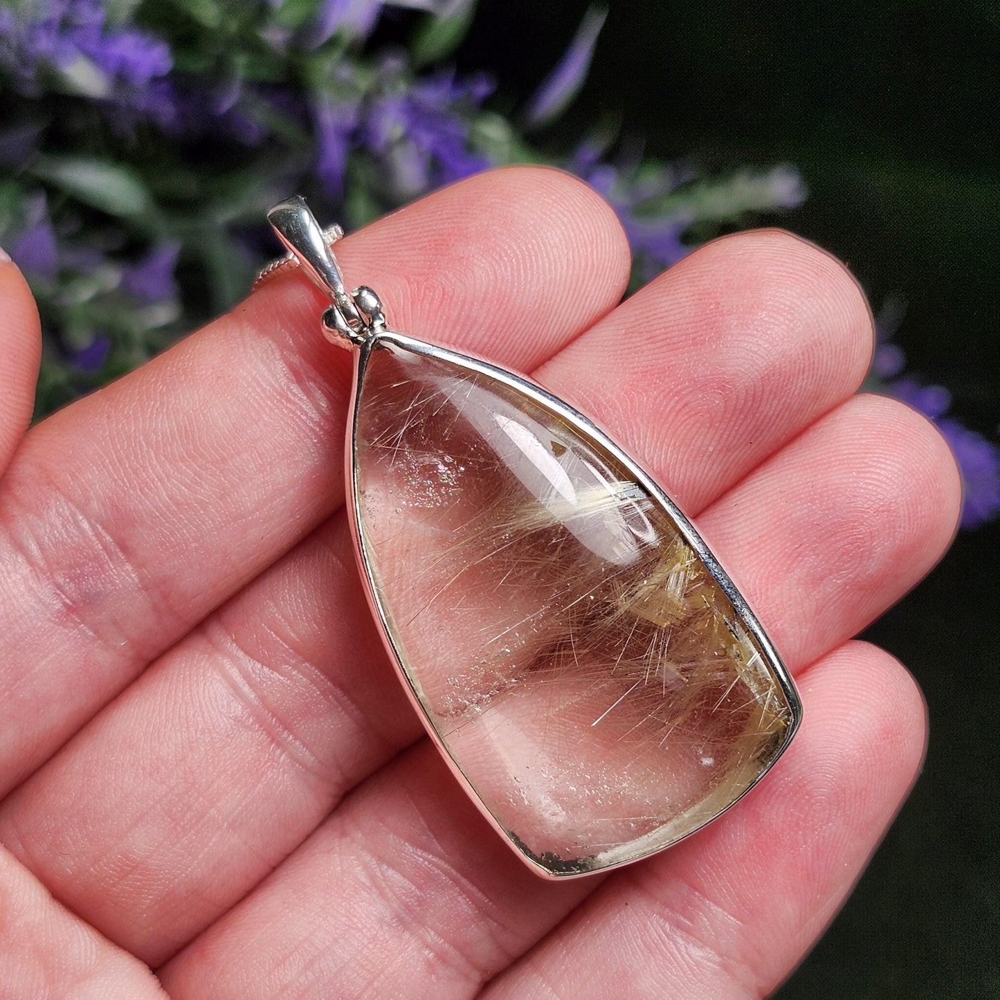 Hematite & Angel Hair Rutile Quartz Pendant