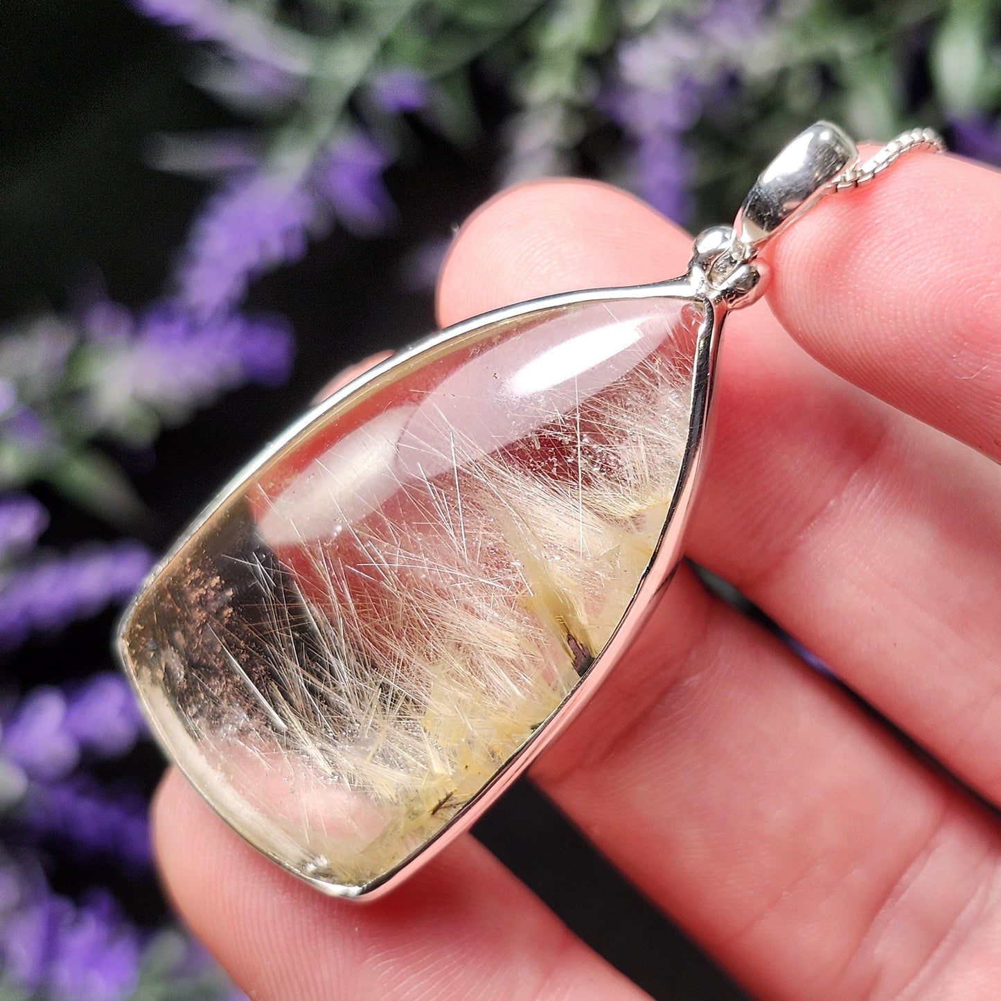 Hematite & Angel Hair Rutile Quartz Pendant