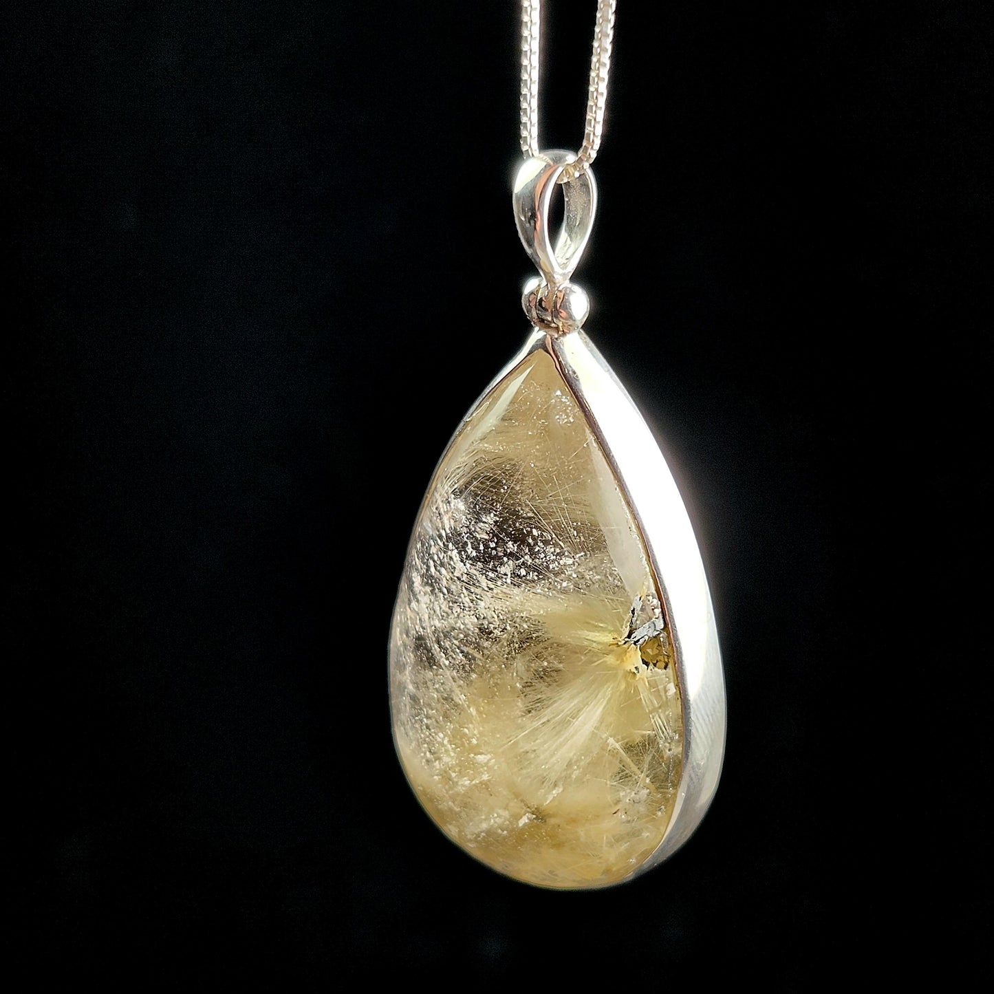 Hematite & Angel Hair Rutile Quartz Pendant