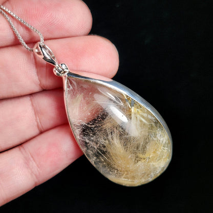 Hematite & Angel Hair Rutile Quartz Pendant
