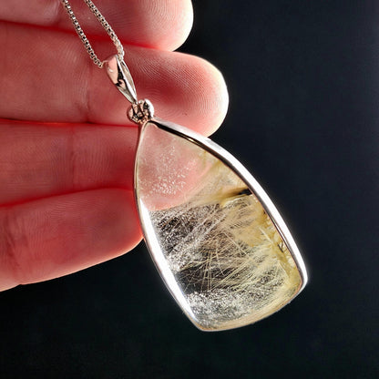 Hematite & Angel Hair Rutile Quartz Pendant
