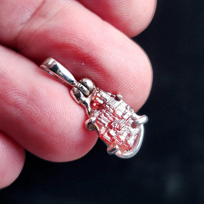 Etched Garnet Sterling Silver Pendant: Brazilian, Red Garnet Necklace