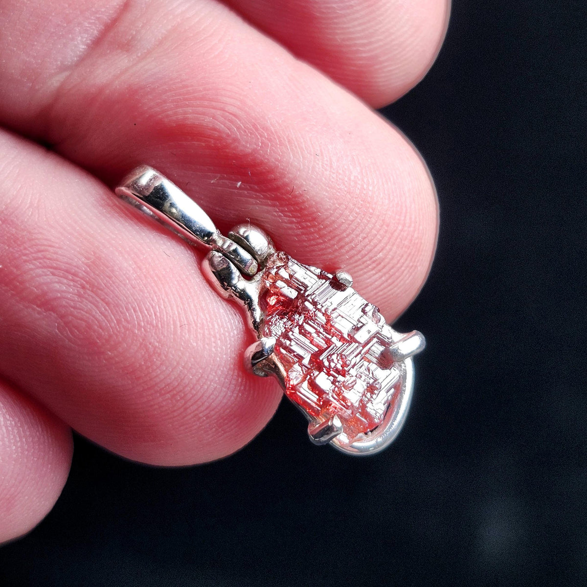 Etched Garnet Sterling Silver Pendant: Brazilian, Red Garnet Necklace