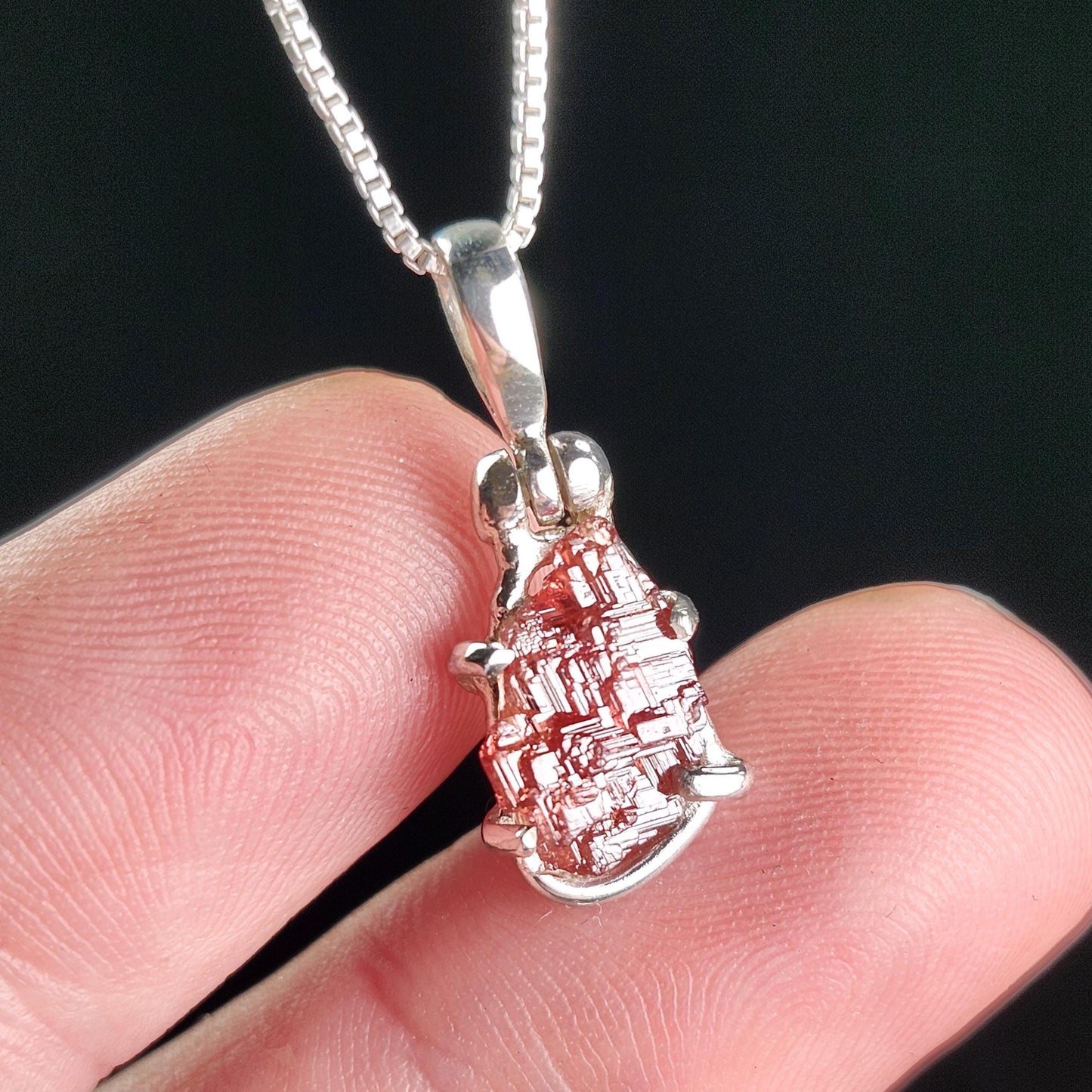 Etched Garnet Sterling Silver Pendant: Brazilian, Red Garnet Necklace