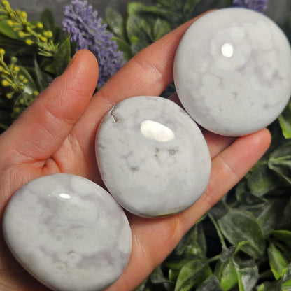 Snow Agate Palm Stone