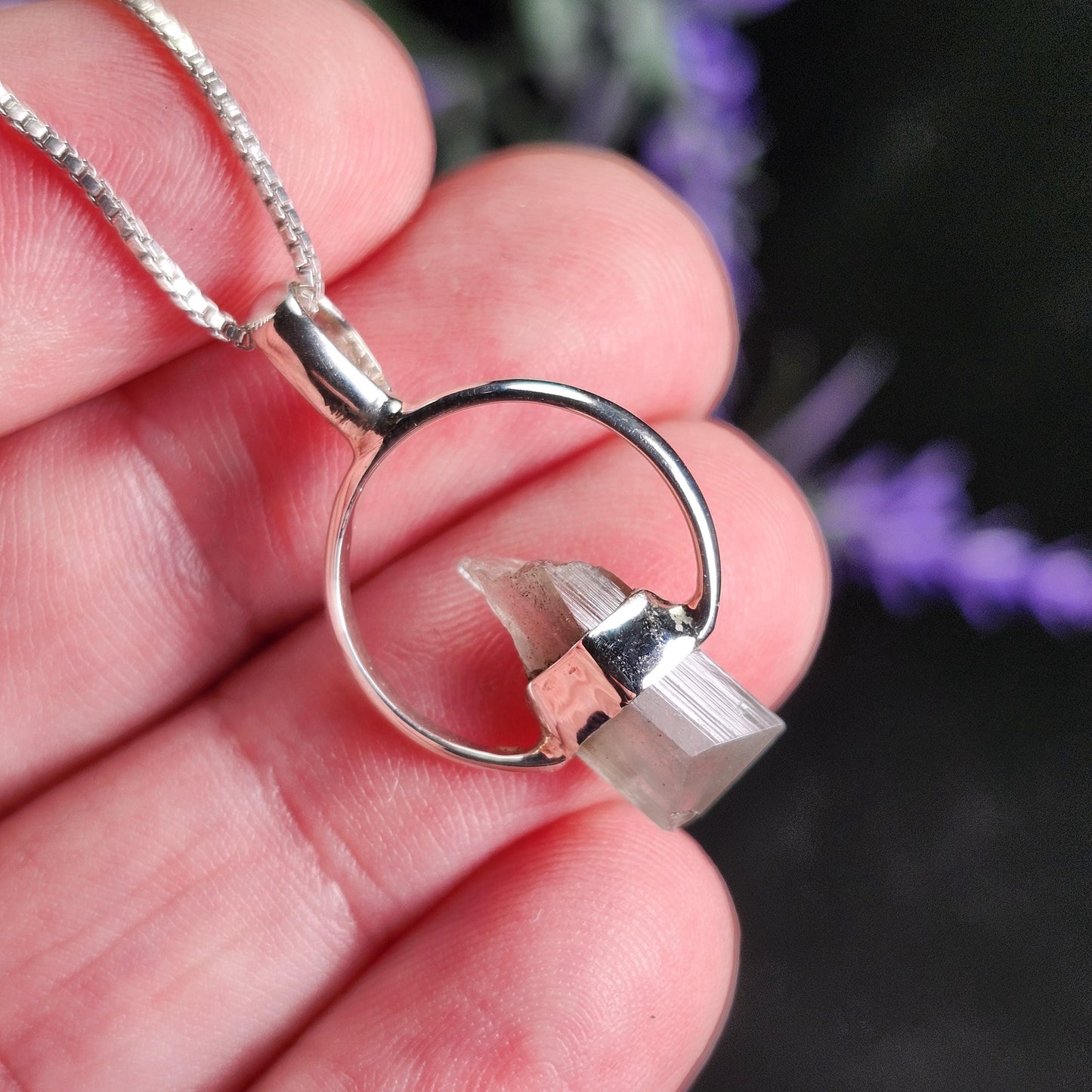 Siberian Danburite Sterling Silver Pendant: Rare Crystal Jewelry