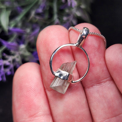 Siberian Danburite Sterling Silver Pendant: Rare Crystal Jewelry