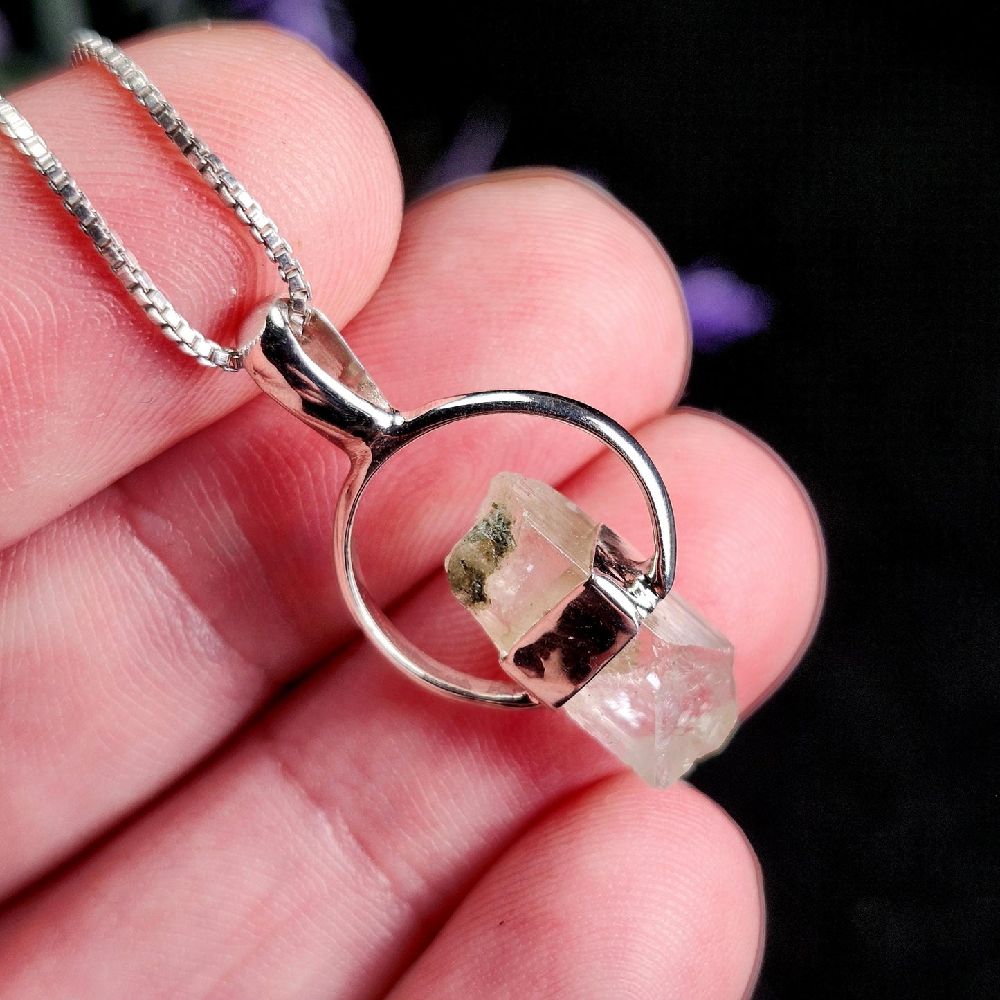 Siberian Danburite Sterling Silver Pendant: Rare Crystal Jewelry