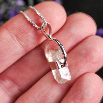 Siberian Danburite Sterling Silver Pendant: Rare Crystal Jewelry