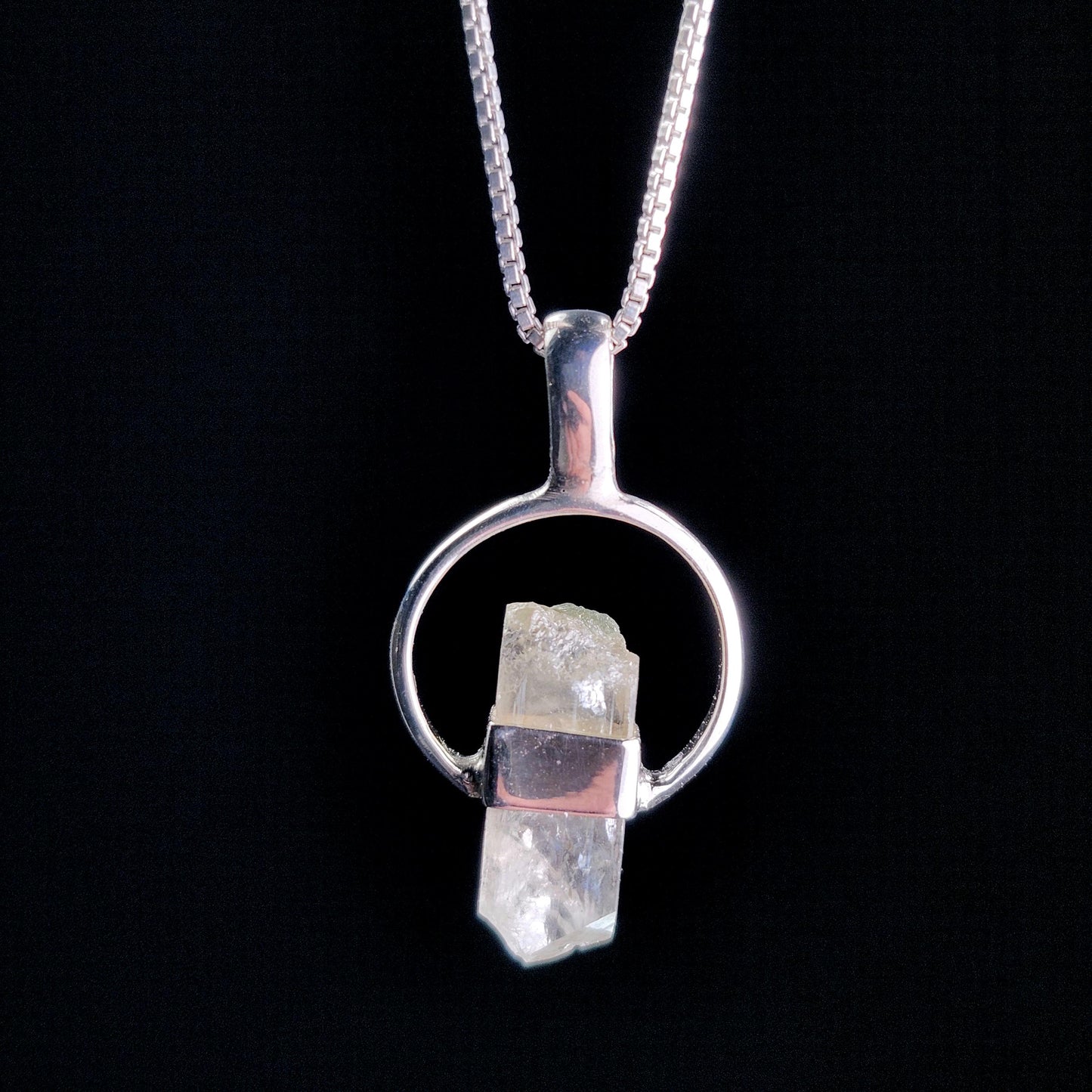 Siberian Danburite Sterling Silver Pendant: Rare Crystal Jewelry