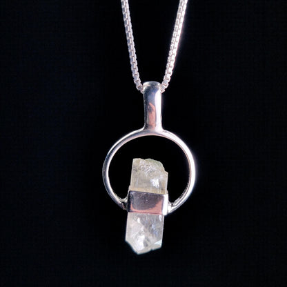 Siberian Danburite Sterling Silver Pendant: Rare Crystal Jewelry