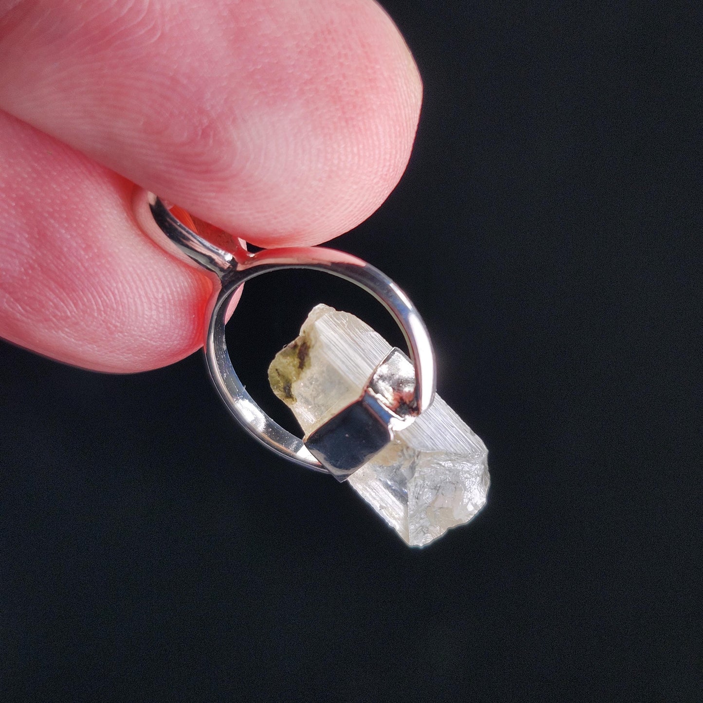 Siberian Danburite Sterling Silver Pendant: Rare Crystal Jewelry