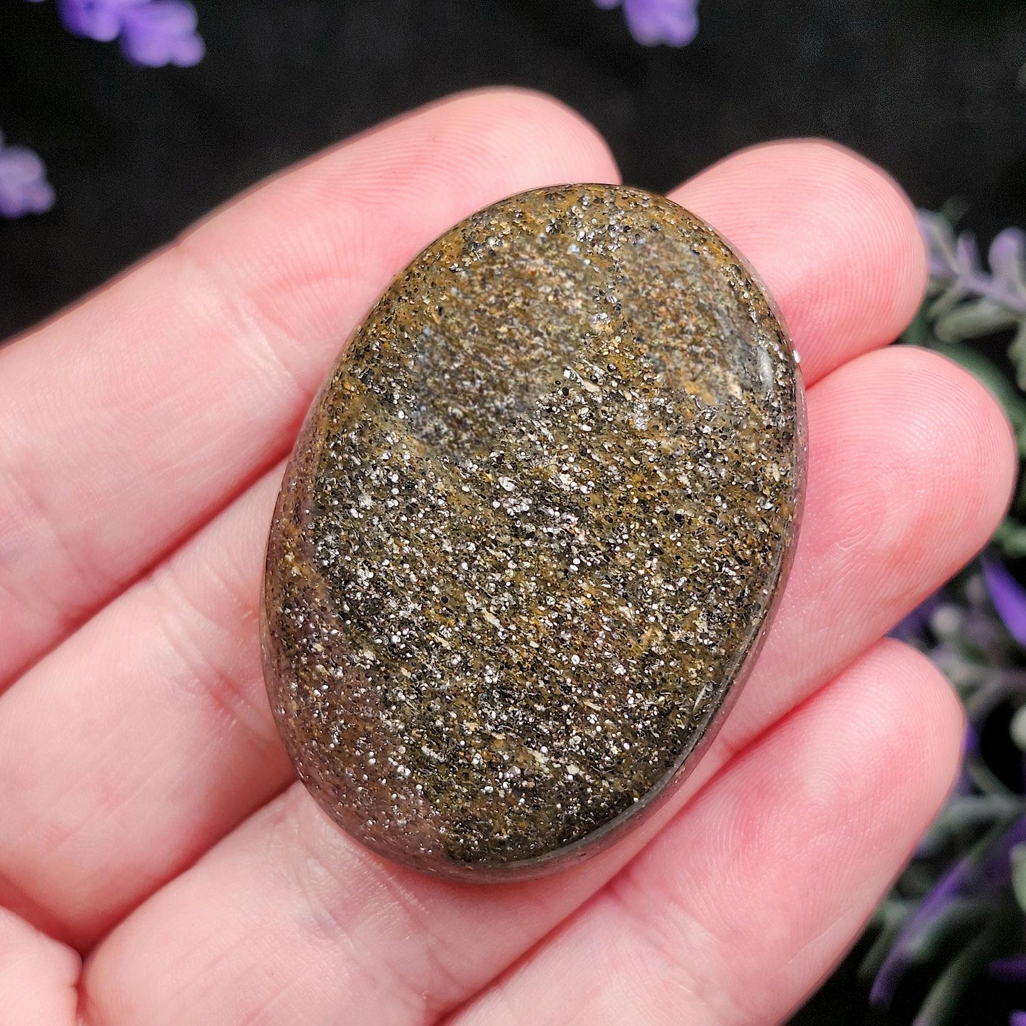 Hematite Black "Sunstone" Quartz Cabochon