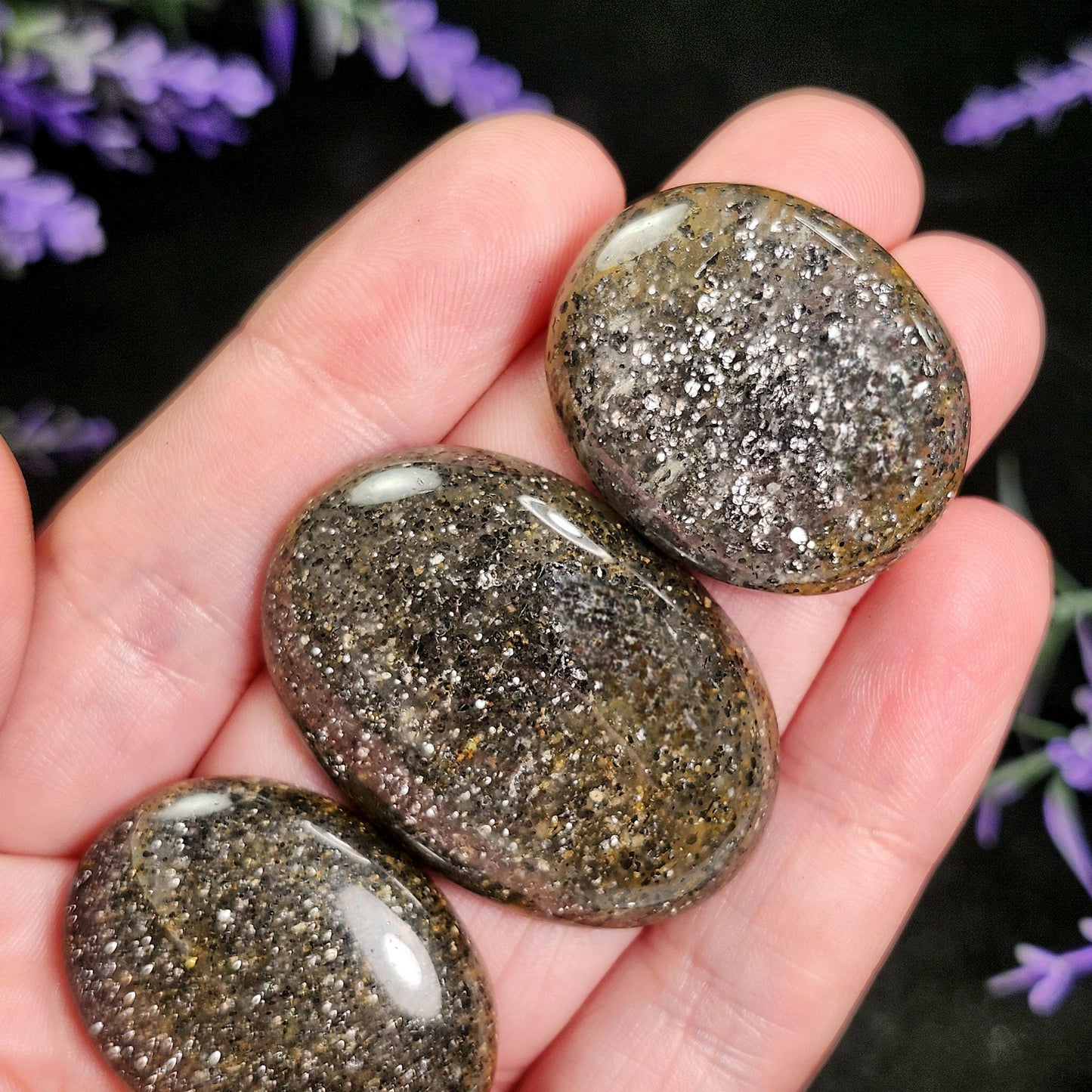 Hematite Black "Sunstone" Quartz Cabochon