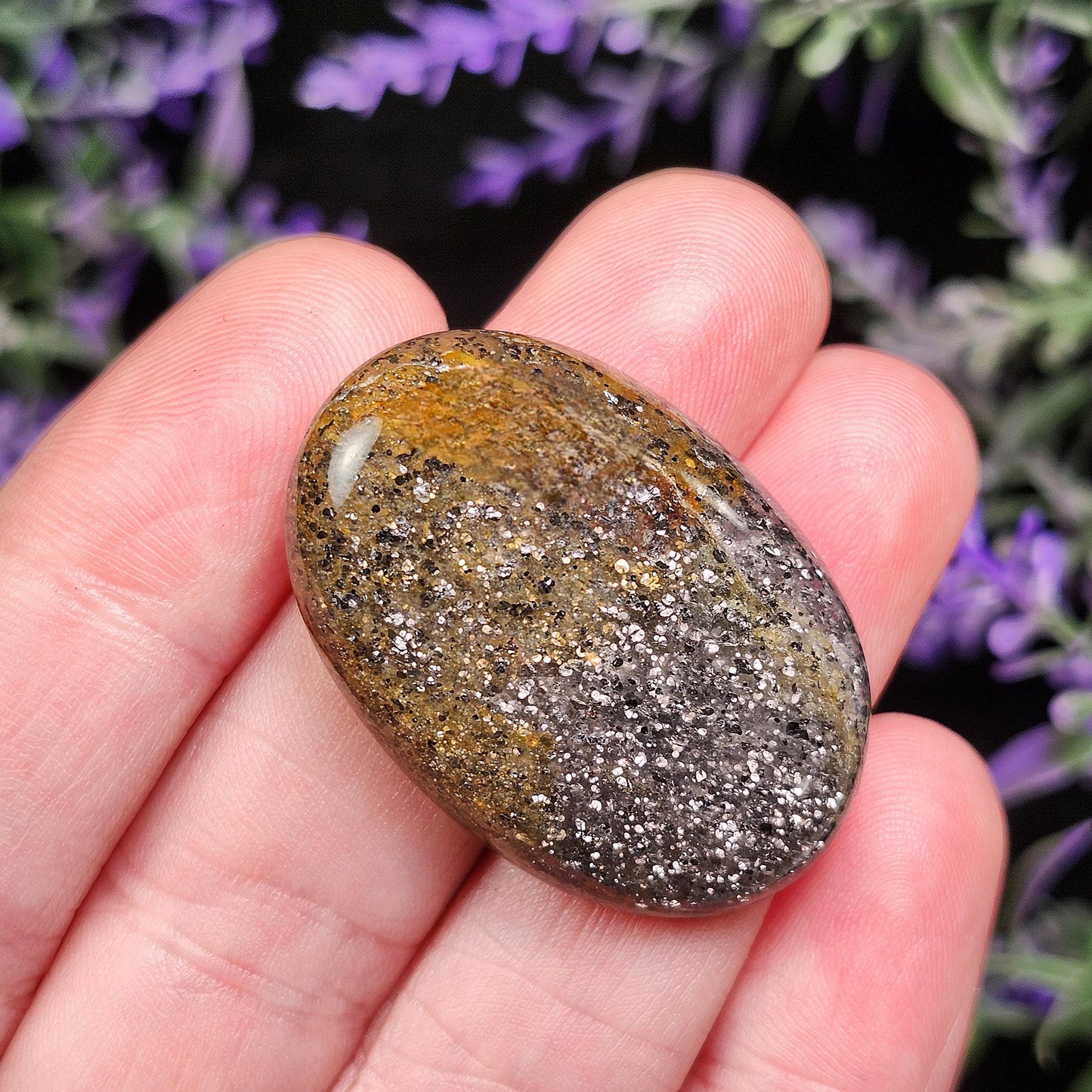 Hematite Black "Sunstone" Quartz Cabochon