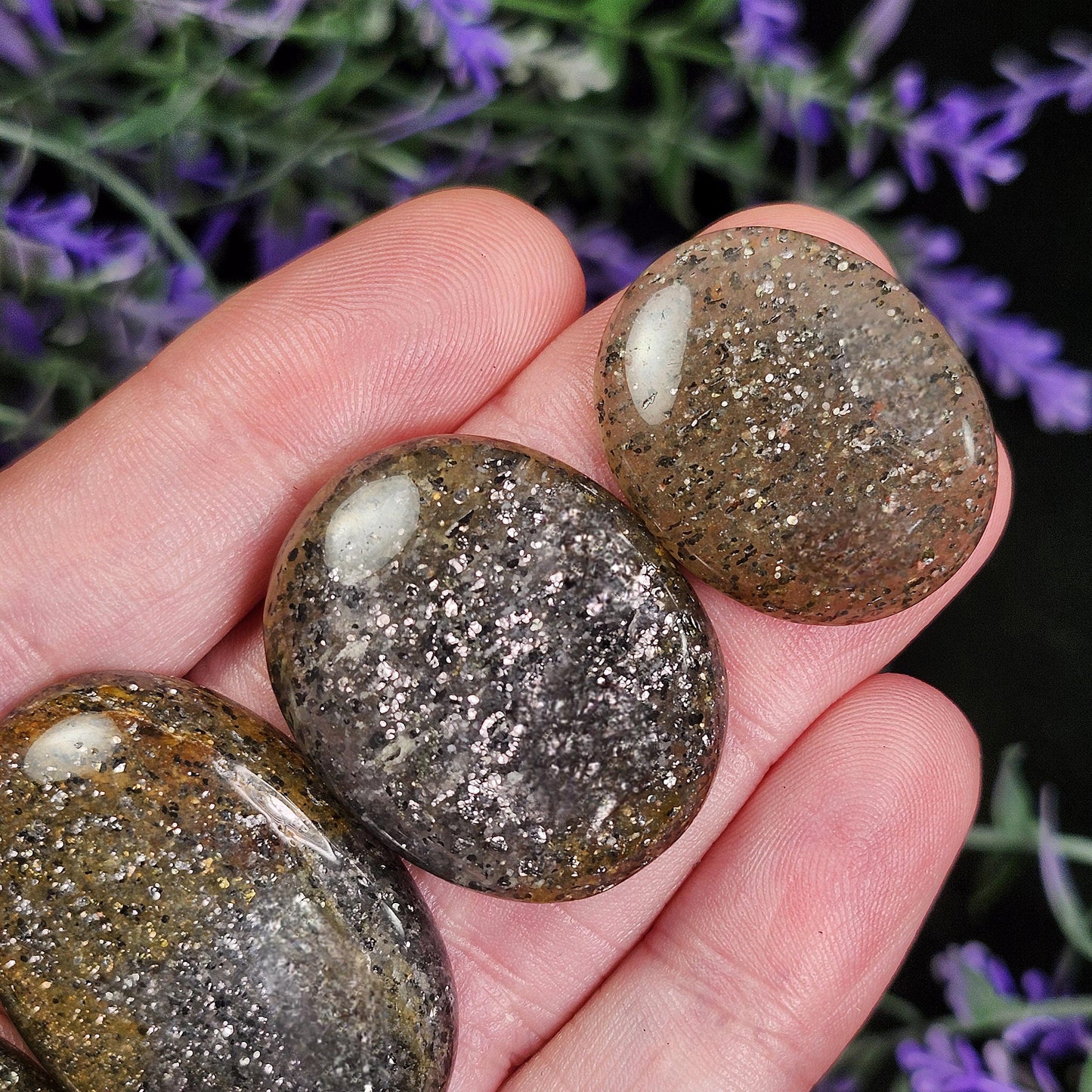 Hematite Black "Sunstone" Quartz Cabochon