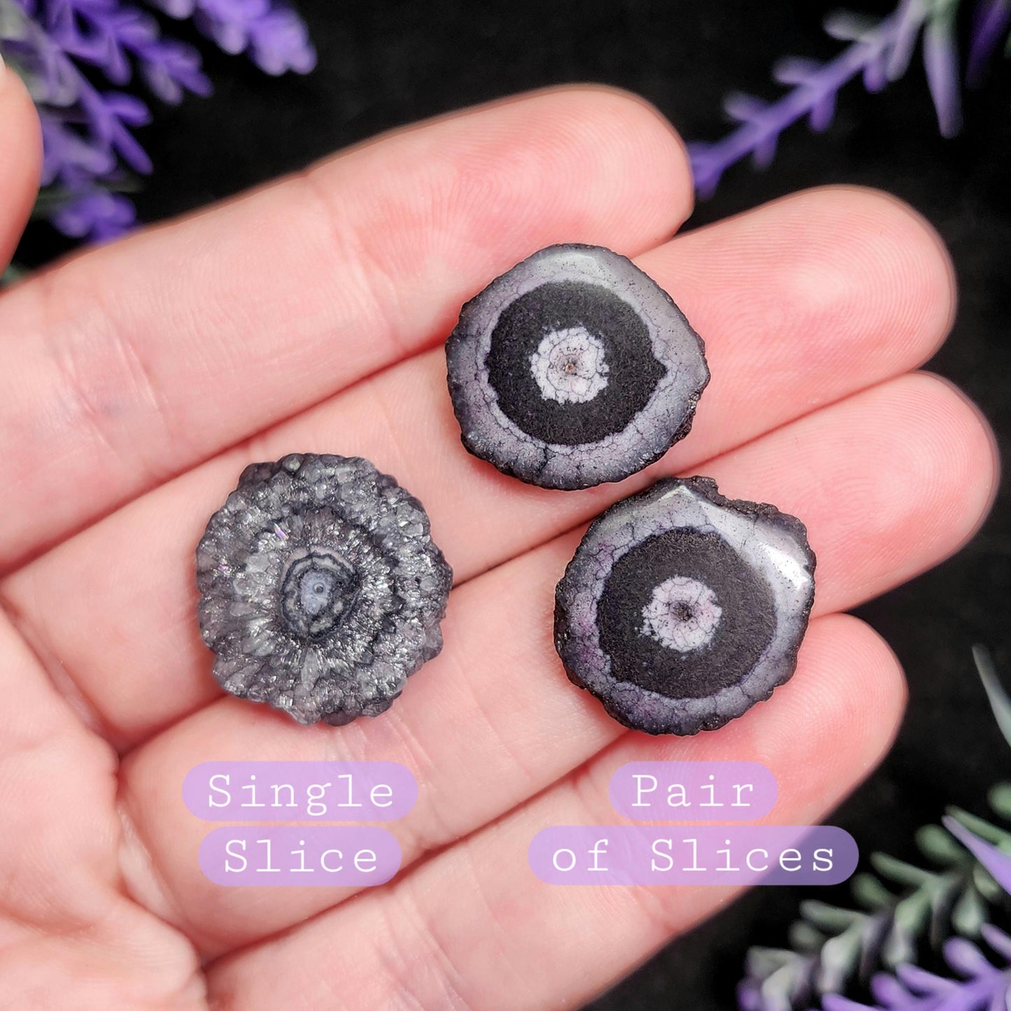 Solar Quartz Stalactite Slices: Single Slice or Pair of Slices, Solar Quartz Crystal, Solar Crystal Slice