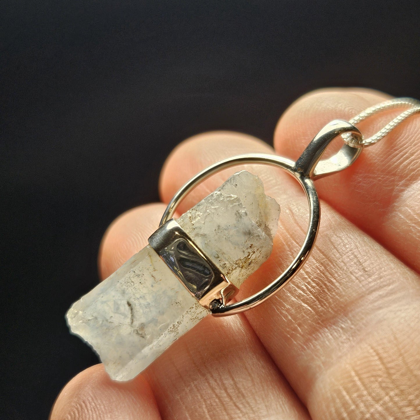 Papagoite Quartz Pendant: RARE South African Papagoite Crystal, Sterling Silver Jewelry