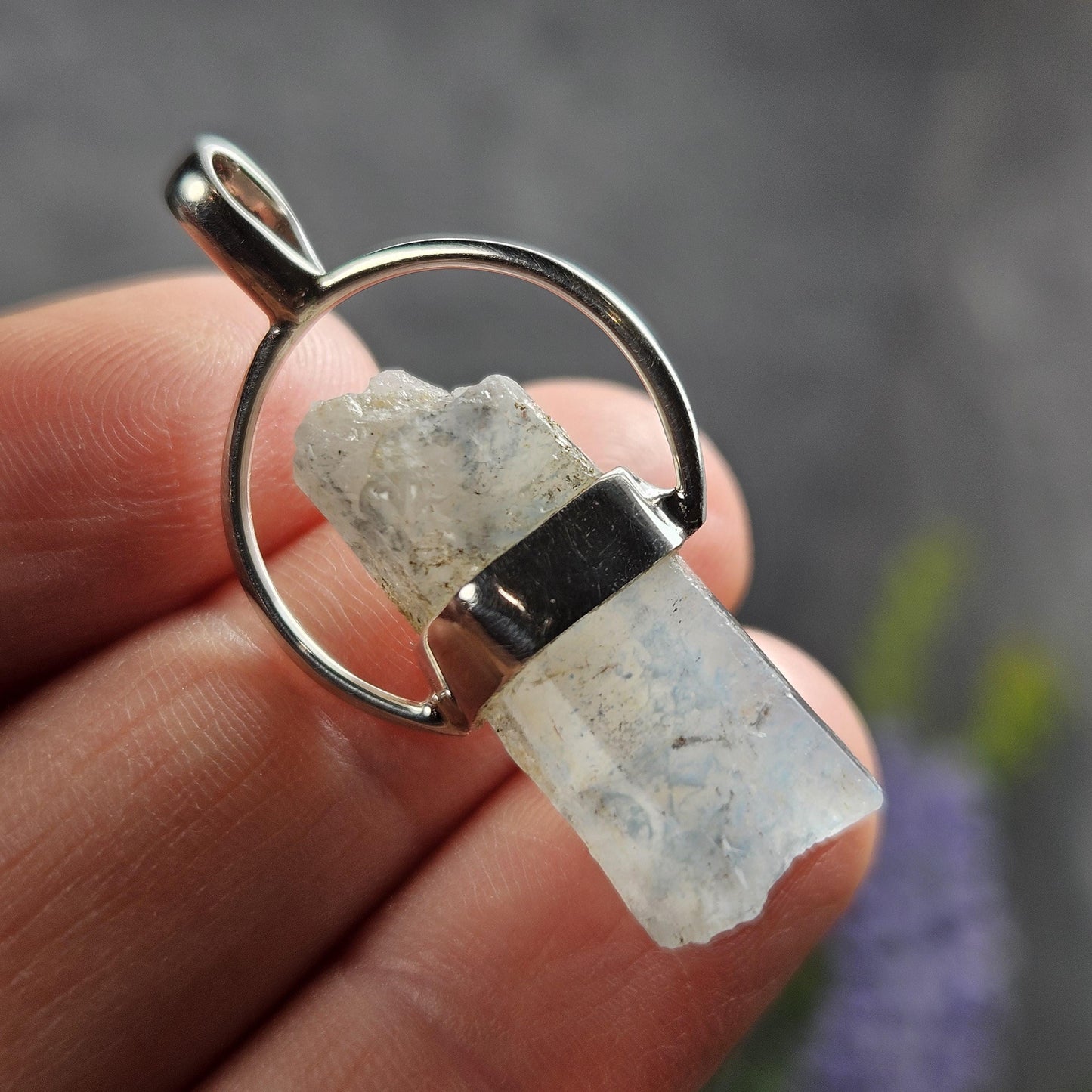 Papagoite Quartz Pendant: RARE South African Papagoite Crystal, Sterling Silver Jewelry