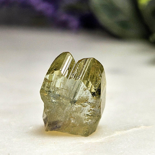 Yellow Tanzanite Twinned Crystal Specimen: Raw, Terminated, Untreated (2.27 grams) Parallel Growth