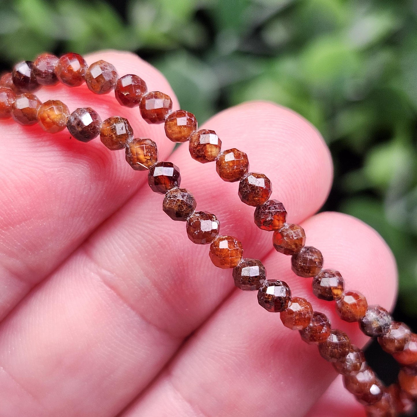 Spessartine Garnet Bracelet: Faceted Orange Garnet Beads