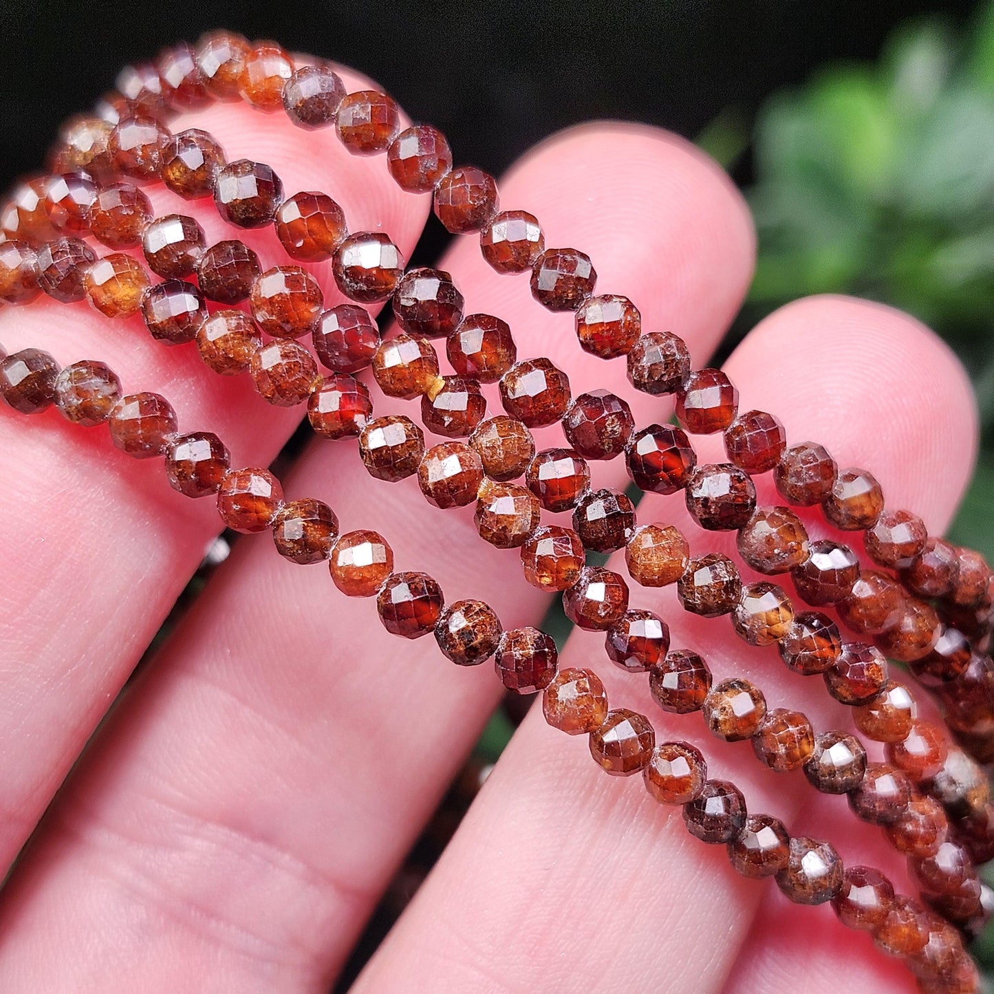 Spessartine Garnet Bracelet: Faceted Orange Garnet Beads