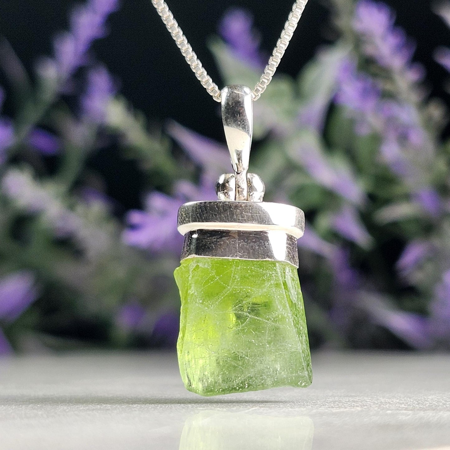 Terminated Peridot Sterling Silver Pendant: Crystal Gemstone Jewelry