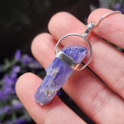 Raw Tanzanite Sterling Silver Pendant: Indigo Crystal Gemstone