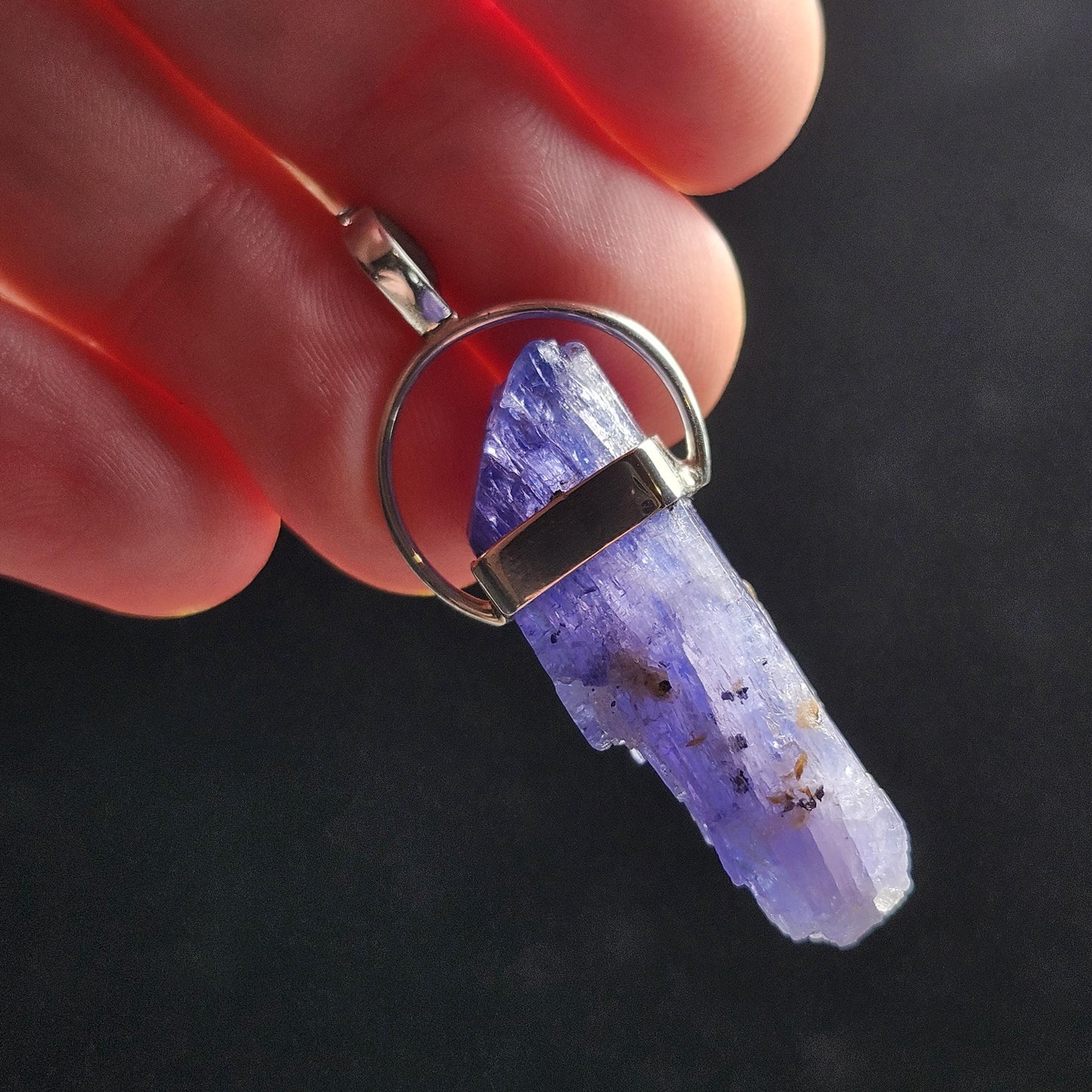 Raw Tanzanite Sterling Silver Pendant: Indigo Crystal Gemstone
