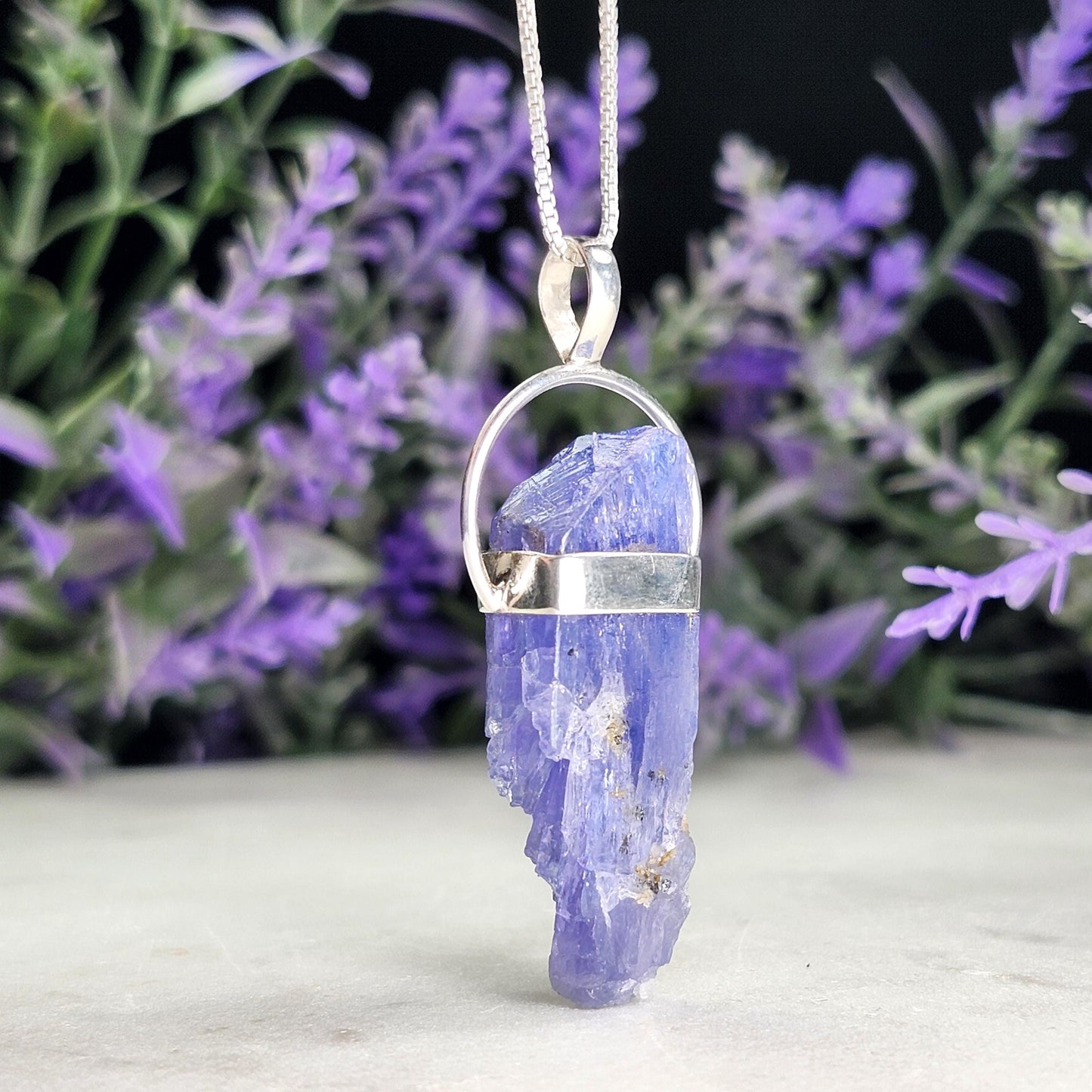 Raw Tanzanite Sterling Silver Pendant: Indigo Crystal Gemstone