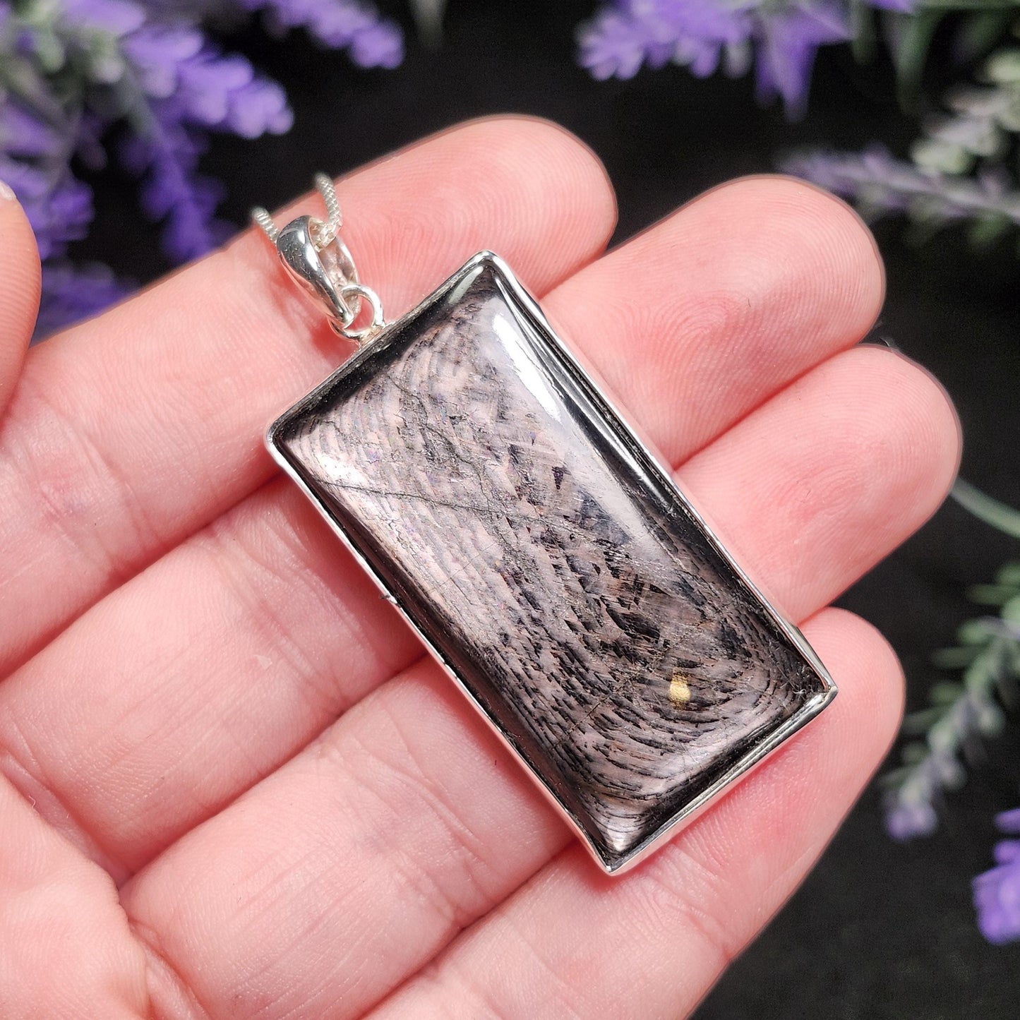 Hypersthene Sterling Silver Pendant: Chatoyant Crystal Jewelry