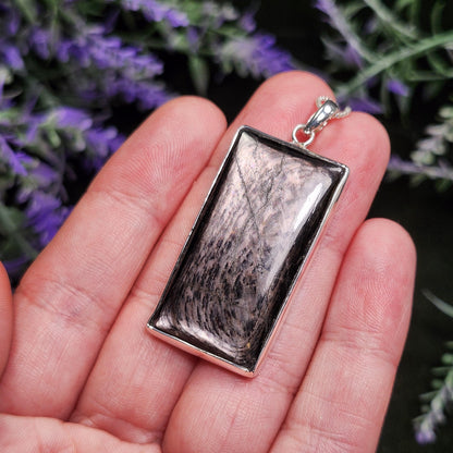 Hypersthene Sterling Silver Pendant: Chatoyant Crystal Jewelry