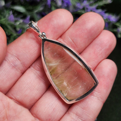 Hematite & Angel Hair Rutile Quartz Pendant