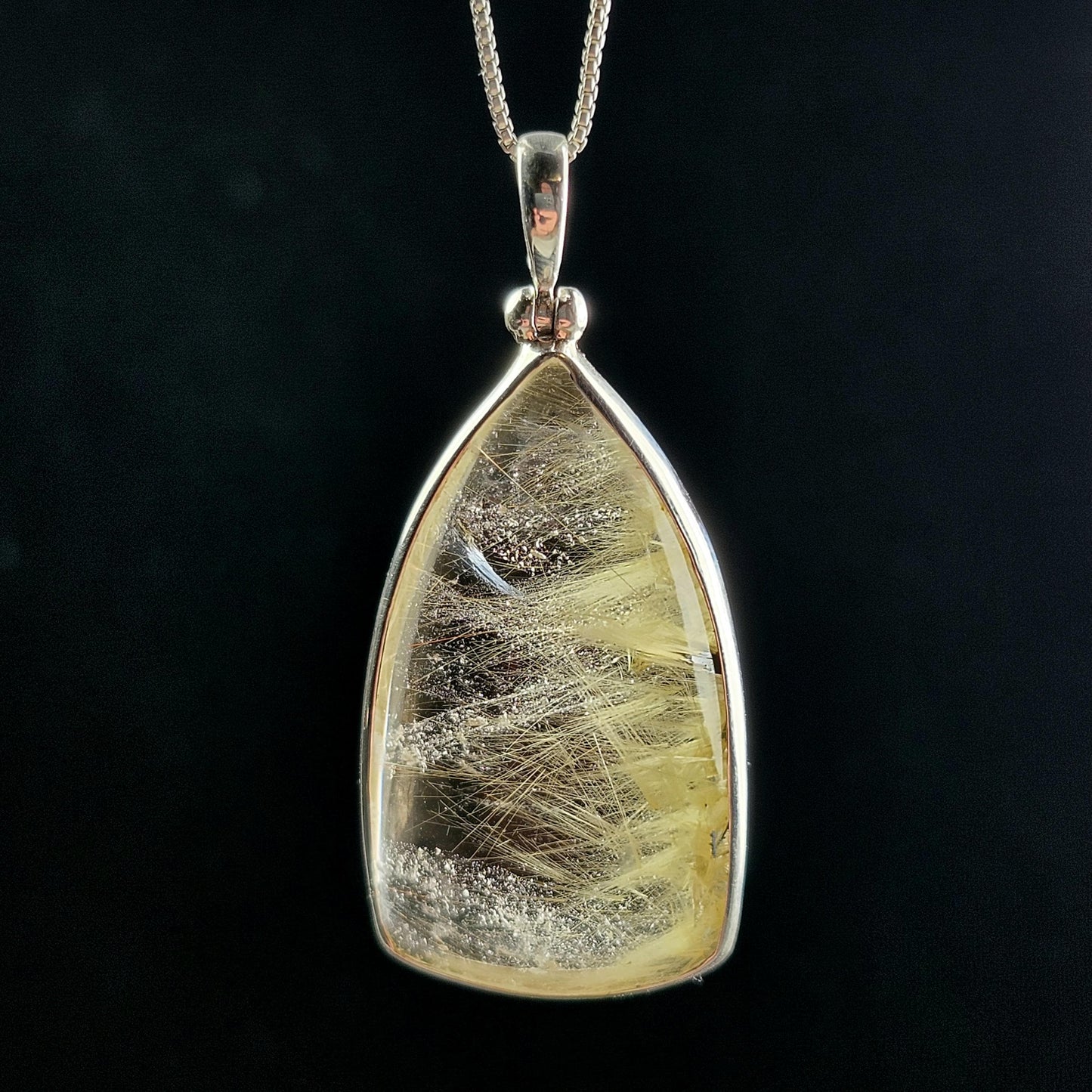 Hematite & Angel Hair Rutile Quartz Pendant
