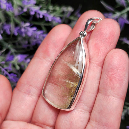 Hematite & Angel Hair Rutile Quartz Pendant