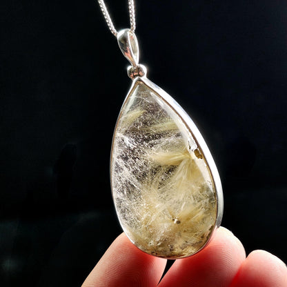 Hematite & Angel Hair Rutile Quartz Pendant