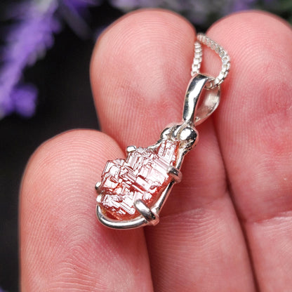Etched Garnet Sterling Silver Pendant: Brazilian, Red Garnet Necklace
